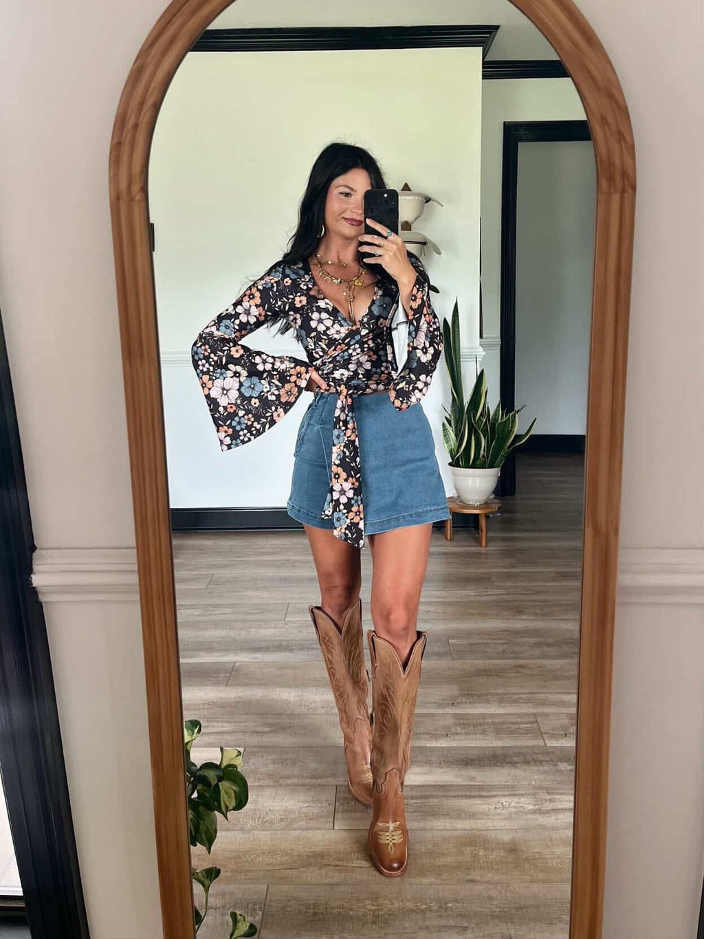 Woodstock Floral Bell Sleeve Wrap Top - Moonlit