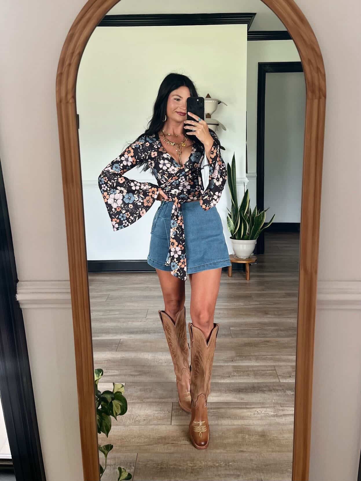 Woodstock Floral Bell Sleeve Wrap Top - Moonlit