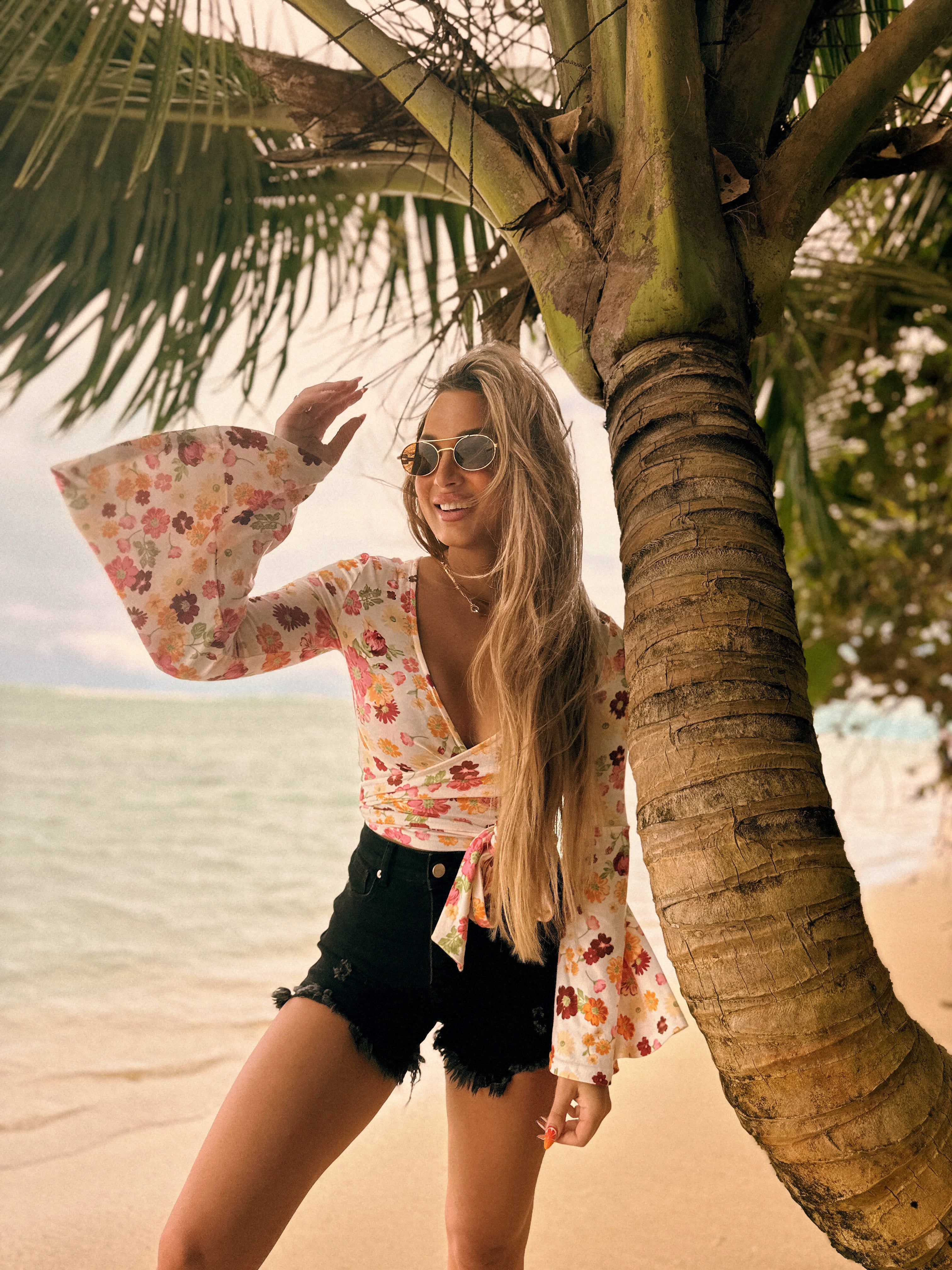 Woodstock Floral Bell Sleeve Wrap Top - Wildflower Fields