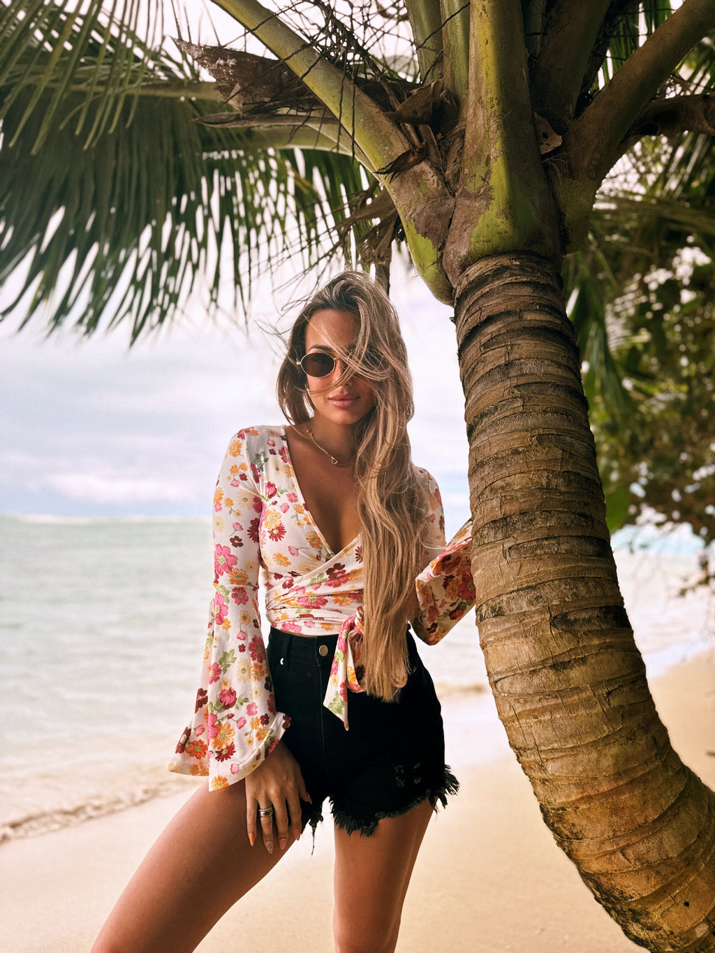 Woodstock Floral Bell Sleeve Wrap Top - Wildflower Fields