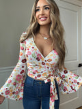 Woodstock Floral Bell Sleeve Wrap Top - Wildflower Fields