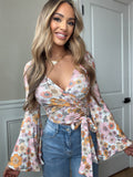 Woodstock Floral Bell Sleeve Wrap Top - Daisy Dreams